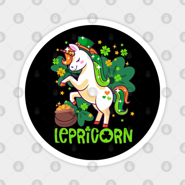 Unicorn Lepricorn St Patricks Day Leprechauns Girls Women Magnet by alcoshirts